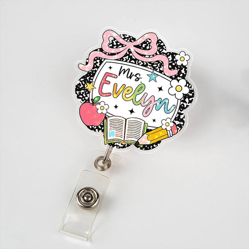 Personalized Name Composition Book Teacher Badge Reel
