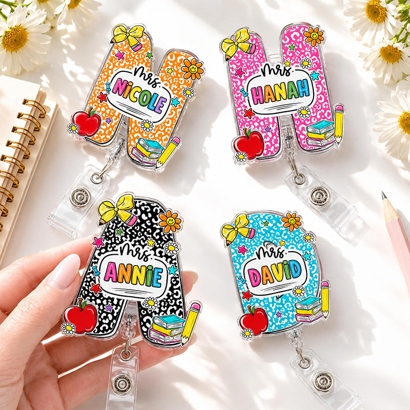Personalized Name Composition Book Teacher Badge Reel