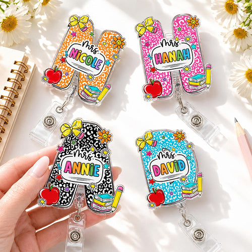 Personalized Name Composition Book Teacher Badge Reel