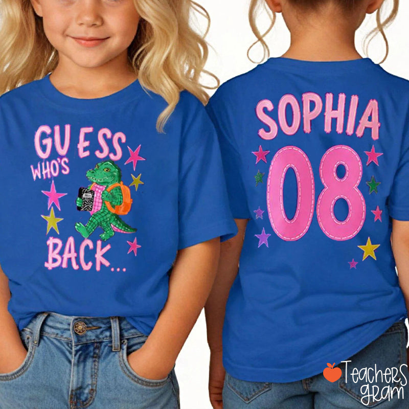 Personalized Name Number Crocodile Guess Who's Back Star Class Two Sided T-Shirt