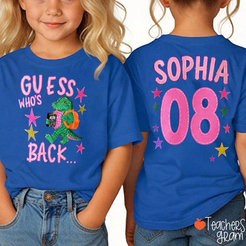 Personalized Name Number Crocodile Guess Who's Back Star Class Two Sided T-Shirt