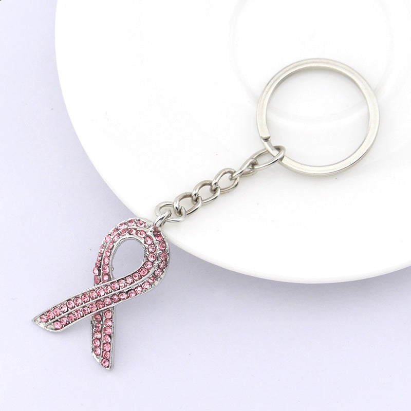 Red Ribbon Diamond Teacher Keychain
