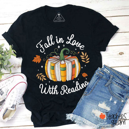 Fall In Love With Reading Autumn Teacher T-Shirt