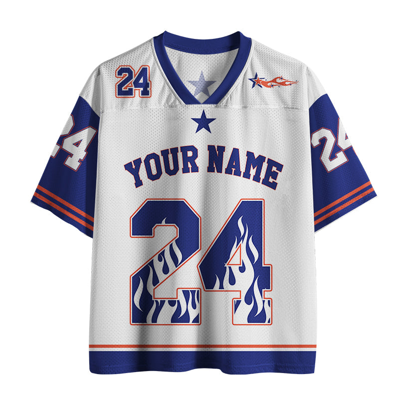 Personalized Name And Number Flame Silhouette Teacher Mesh Jersey