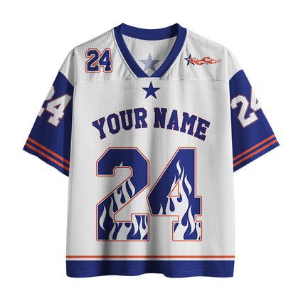 Personalized Name And Number Flame Silhouette Teacher Mesh Jersey