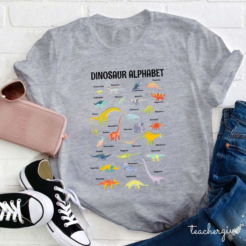 Follow The Dinosaur Alphabet Teacher T-Shirt