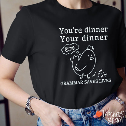 Grammar Saves Lives Funny English Teacher T-Shirt