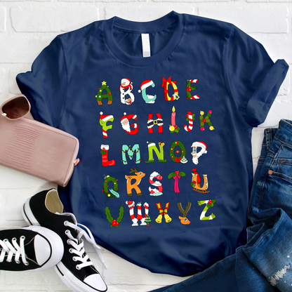 Christmas Alphabet All The Cute Things In Christmas Teacher T-Shirt