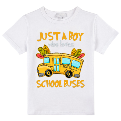 Personalized Just A Boy Who Loves School Buses Class T-Shirt
