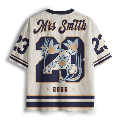 Personalized Name And Number Flowers Teacher Mesh Jersey