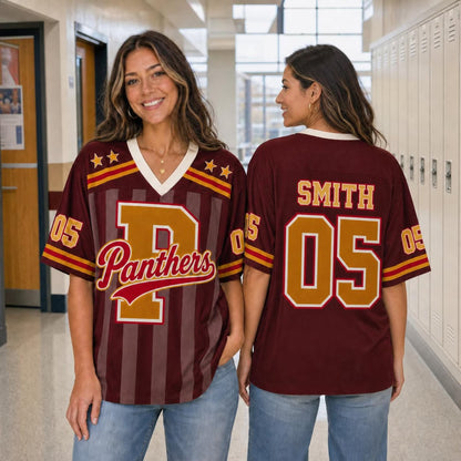 Personalized Mascot Vintage Distressed Letter Striped Teacher Mesh Jersey