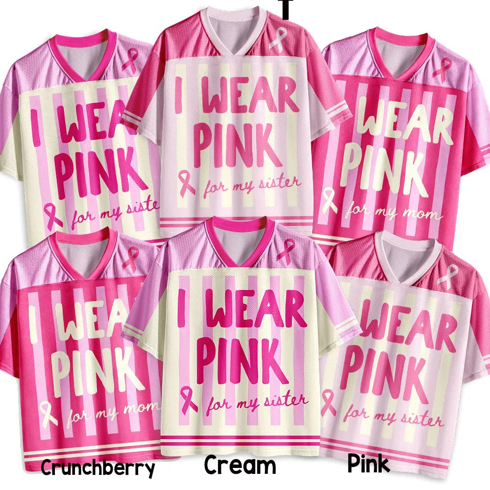 Personalized I Wear Pink For Breast Cancer Teacher Mesh Jersey