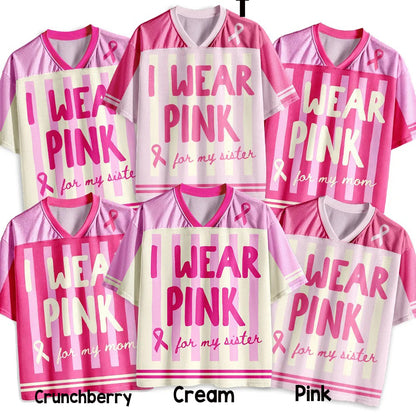 Personalized I Wear Pink For Breast Cancer Teacher Mesh Jersey