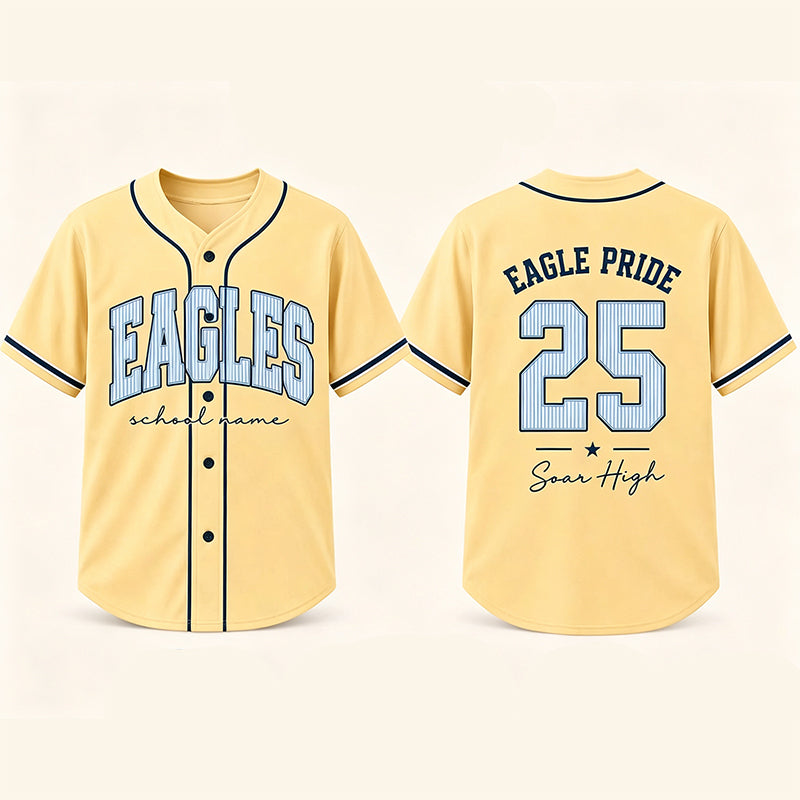 Personalized Mascot Name Preppy Solid Script Custom School Baseball Jersey
