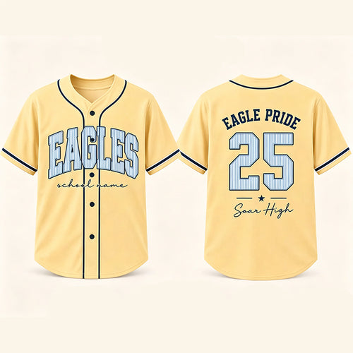Personalized Mascot Name Preppy Solid Script Custom School Baseball Jersey