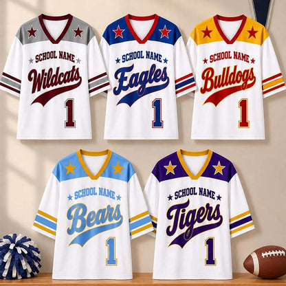 Personalized School Name Mascot And Number Contrast Teacher Mesh Jersey