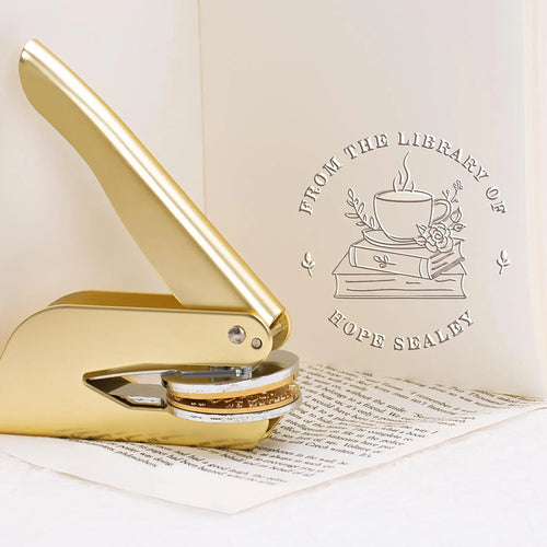 Personalized From The Library Book Coffee Teacher Embosser