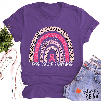 In October We Wear Pink Breast Cancer Awareness Teacher T-Shirt