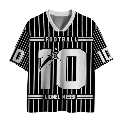 Personalized Sports Star And Number Stripe Teacher Mesh Jersey