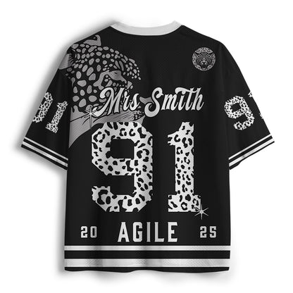 Personalized School Name Leopard Agile Teacher Mesh Jersey