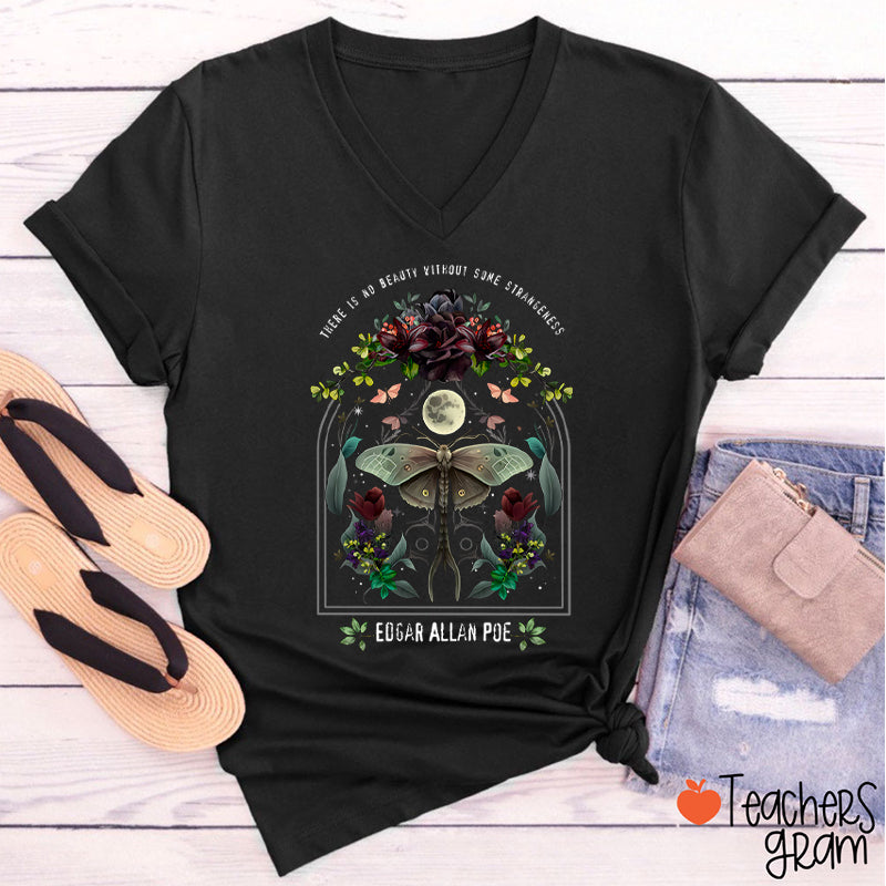 There Is No Beauty Without Some Strangeness Teacher Female V-Neck T-Shirt