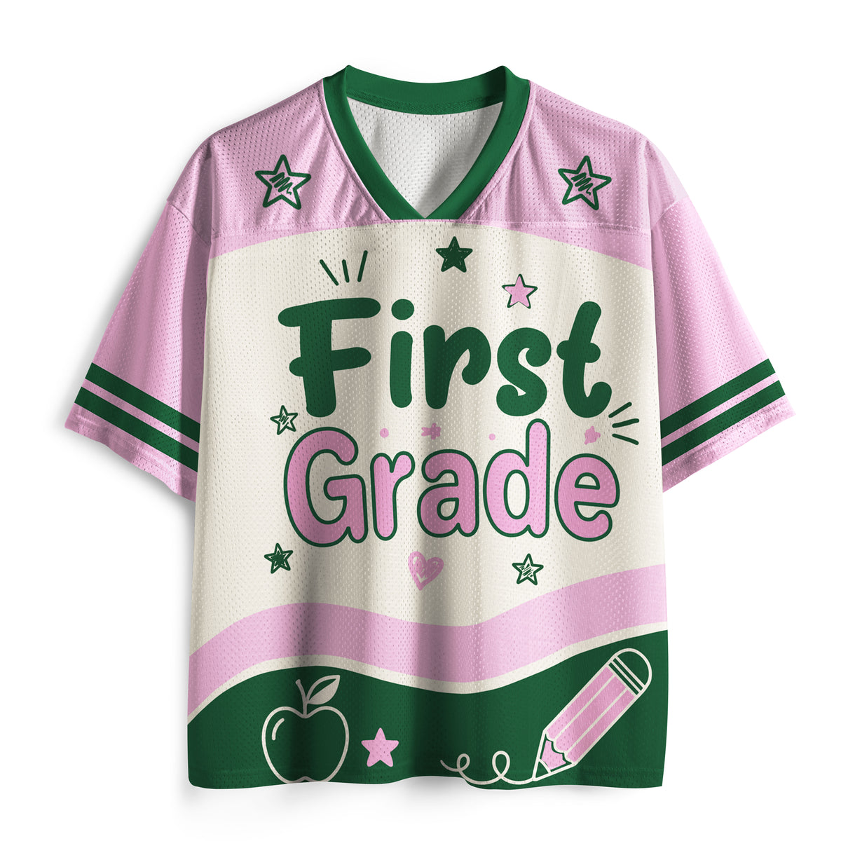 Personalized Grade And Name Preppy Color Teacher Mesh Jersey