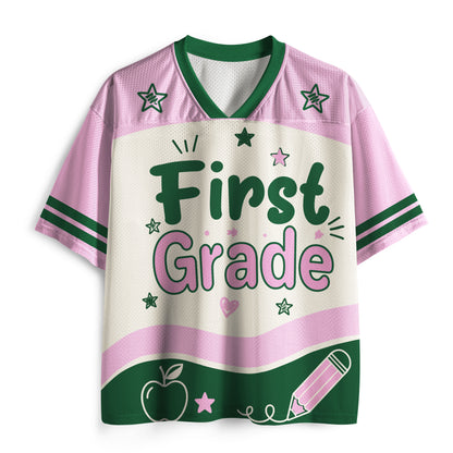 Personalized Grade And Name Preppy Color Teacher Mesh Jersey